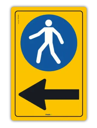 Cartello obbligo passaggio pedoni SX